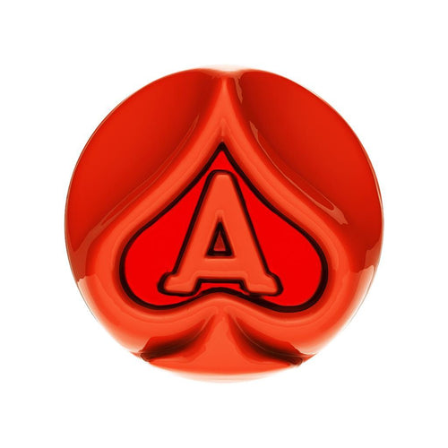 Ace Of Spades Air Valve Knob - Cadmium Orange With Gloss Red Inlay