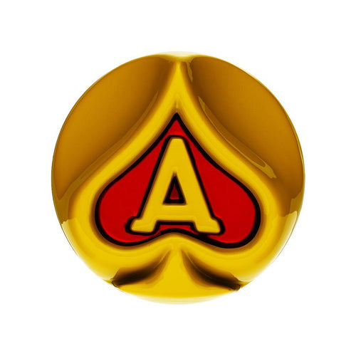 Ace Of Spades Air Valve Knob - Electric Yellow With Gloss Red Inlay