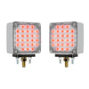 Square Double Face Smart Dynamic Led Pedestal Light Amber/Red -Clear Lens