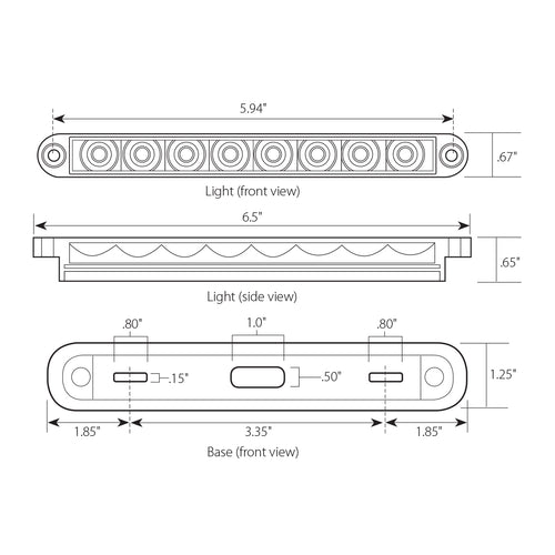 6.5" Surface Mount Pearl Marker & Turn LED Light Bar Blue/blue