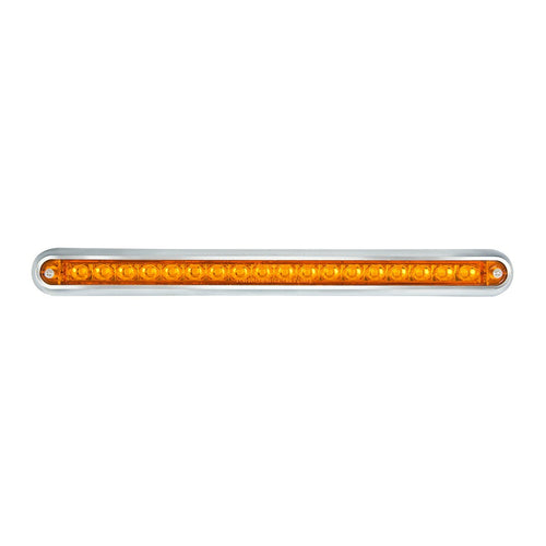 12″ Surface Mount Pearl Marker & Turn LED Light Bar Amber/Amber Chrome Plastic Base