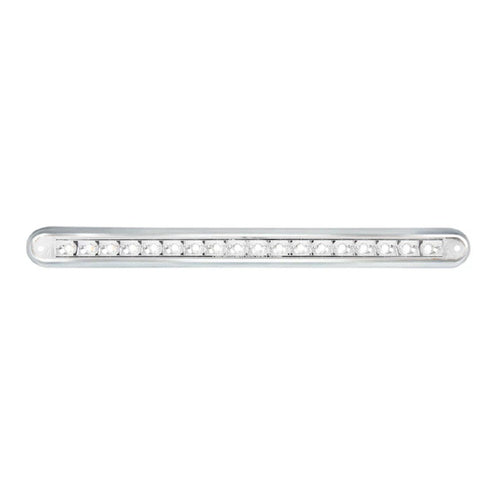 12″ Surface Mount Pearl Marker & Turn LED Light Bar Red/Clear with Chrome Plastic Base