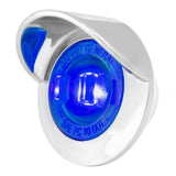 1" Dia. Mini Push/Screw-in Wide Angle LED Marker Light w/ Chrome Bezel & Visor Blue