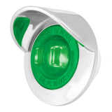 1" Dia. Mini Push/Screw-in Wide Angle LED Marker Light w/ Chrome Bezel & Visor Green