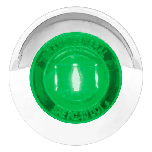 1" Dia. Mini Push/Screw-in Wide Angle LED Marker Light w/ Chrome Bezel & Visor Green