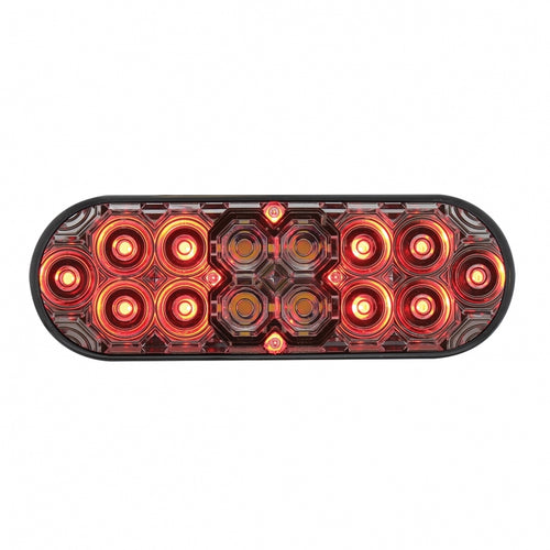 6” Oval Combo Light with 14 LED Stop, Turn & Tail Light & 16 LED Back-Up Light - Red LED/Clear Lens