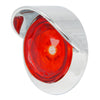 Red/Red 1" Dia. Dual Function Diamond Lens LED Light with Chrome Plastic Bezel w/ Visor and Nut