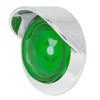 Green 1" Dia. Dual Function Diamond Lens LED Light with Chrome Plastic Bezel w/ Visor and Nut