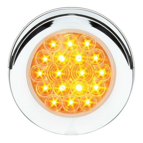 4″ Fleet Flat Surface Mount LED Light with Chrome Twist & Lock Bezel Amber /Clear