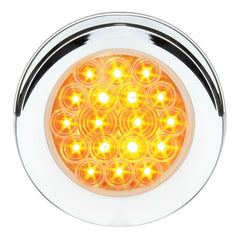 4″ Fleet Flat Surface Mount LED Light with Chrome Twist & Lock Bezel Amber /Clear