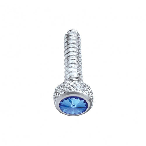 Chrome Short Dash Screw For Freightliner With Blue Crystal (2-Pack)