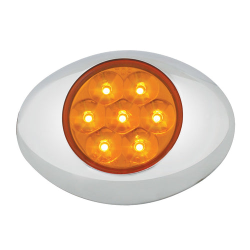 Small Low Profile Surface Mount Pearl LED Marker & Turn Light w/ Chrome Bezel - Dual Function