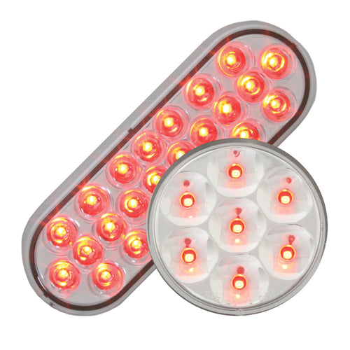 Red Clear Stainless Steel Rear Center Light Panel with Backing Plate and Oval (4) & 2.5" (3) Round Lights