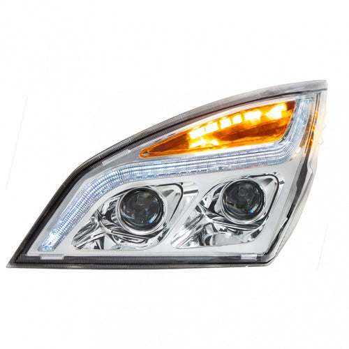 Chrome LED Projection Headlight With LED Position Light For 2018-2024 Freightliner Cascadia - Driver