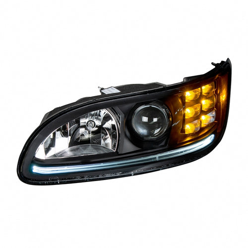 "Blackout" Projection Headlight With LED Turn & Position Light for 2005-2015 Peterbilt 386- Driver