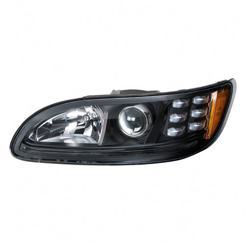 "Blackout" Projection Headlight With LED Turn & Position Light for 2005-2015 Peterbilt 386- Driver