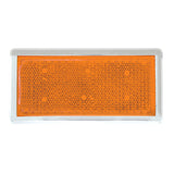 Rectangular Stick-On Amber Reflector With Chrome Trim