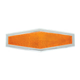 Amber Diamond Shape Stick-On Reflector w/ Chrome Trim 5-1/2" (L) x 1-3/4" (W) x 5/16" (H)