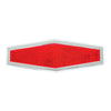 Red Diamond Shape Stick-On Reflector w/ Chrome Trim 5-1/2" (L) x 1-3/4" (W) x 5/16" (H)