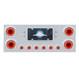 S.S Rear Center Panel w/23 LED 4" & 9 LED 2" Mirage Light & Bezel - Red LED/Clear Lens