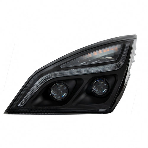 Black LED Projection Headlight With LED Position Light For 2018-2024 Freightliner Cascadia - Driver