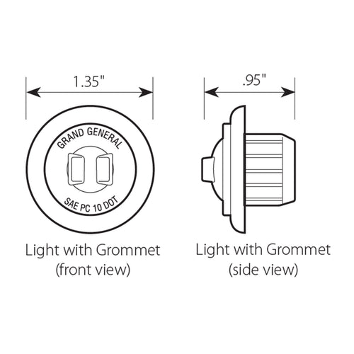 1" Dia. Mini Push/Screw-in Wide Angle LED Marker Light w/ Grommet Green