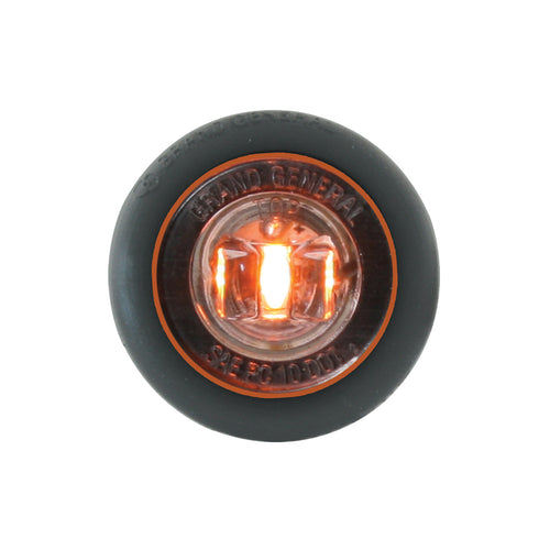 1" Dia. Mini Push/Screw-in Wide Angle LED Marker Light w/ Grommet Amber/Clear