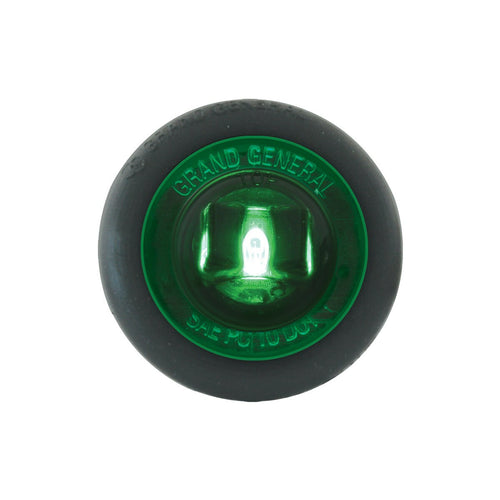 1" Dia. Mini Push/Screw-in Wide Angle LED Marker Light w/ Grommet Green