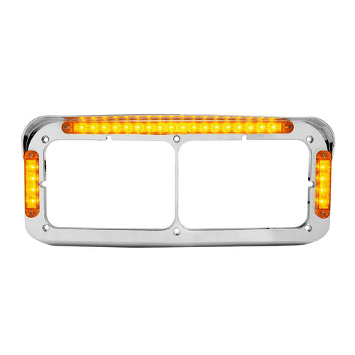 Amber/Amber LED Dual Rectangular Headlight Bezel with Visor