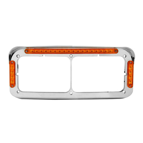 Amber/Amber LED Dual Rectangular Headlight Bezel with Visor