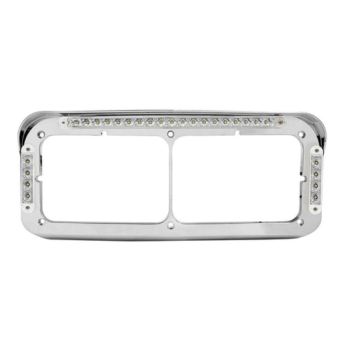 Amber/Clear LED Dual Rectangular Headlight Bezel with Visor
