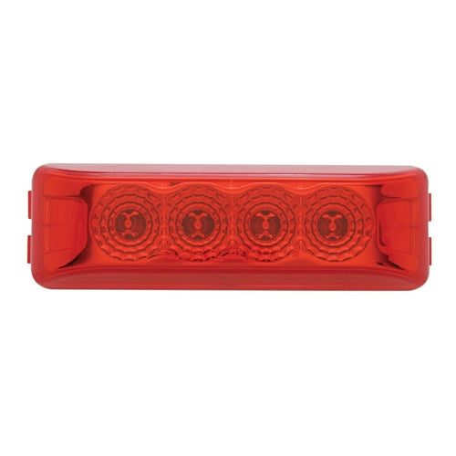 4 LED Reflector Rectangular Clearance/Marker Light - Red LED/Red Lens