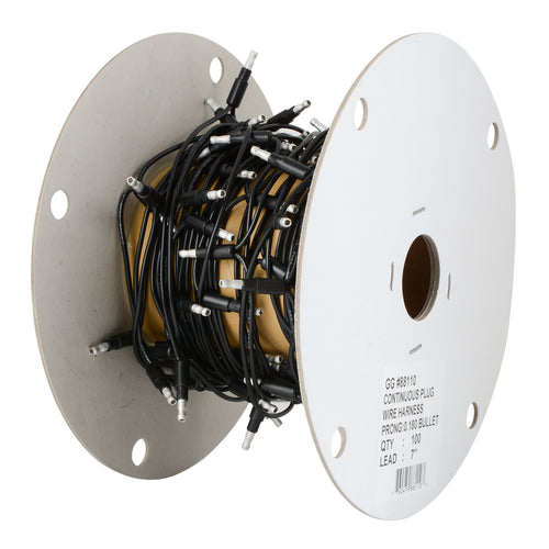 Continuous 0.180 Bullet Plug Wire Harness Black 7" (Each)