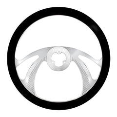 18" Chrome Aluminum "Scorpion" Style Steering Wheel With Black Leather Rim