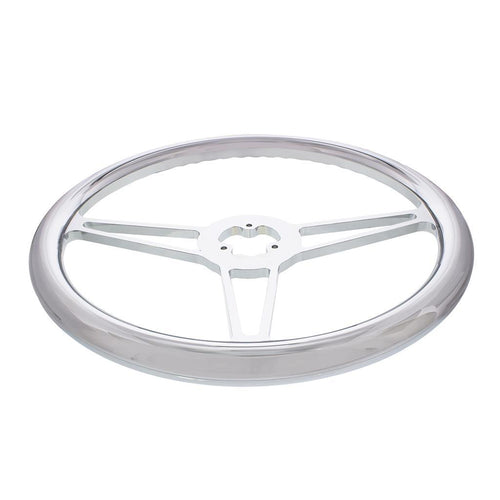 18" Chrome Aluminum "3-Spoke" Style Steering Wheel