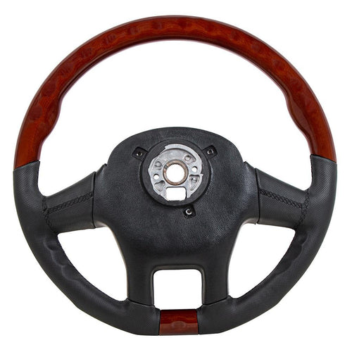18" YourGrip Leather And Wood Steering Wheel For 2012-2021 Peterbilt 579 & 2013-2021 Kenworth T680