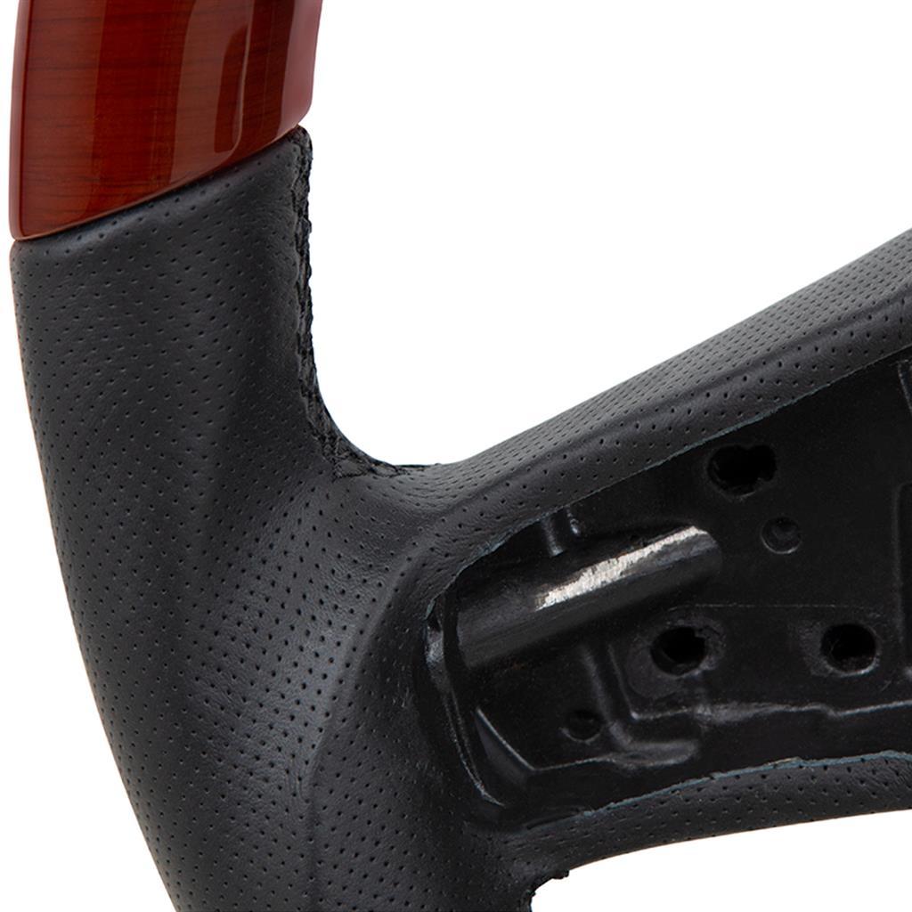 Motor Trend Large 18 Leather And Wood Steering Wheel Cover For Trucks & Big Rigs