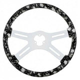 18" Skull Steering Wheel Only With Hydro-Dip Finish Wood - White/Gray