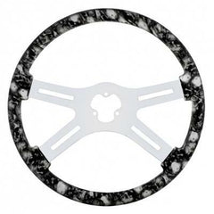 18" Skull Steering Wheel Only With Hydro-Dip Finish Wood - White/Gray