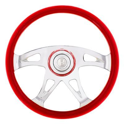 18" Boss Steering Wheel With Color Matching Horn Bezel - Indigo Red