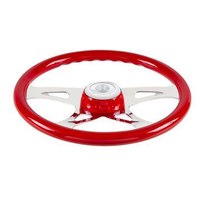 18" Boss Steering Wheel With Color Matching Horn Bezel - Indigo Red
