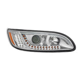 Headlight Fits Peterbilt 386/387 with white high power LED position/daytime running and LED turn signal light