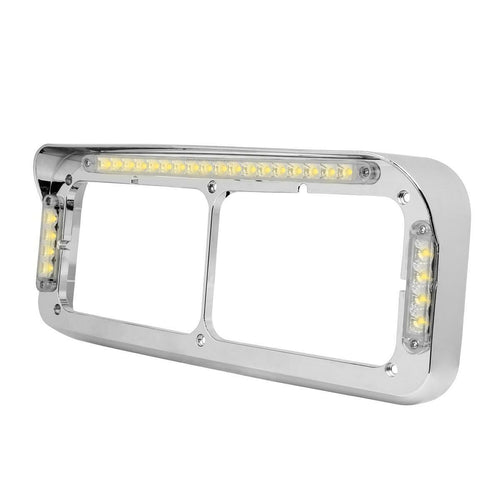 Amber/Clear LED Dual Rectangular Headlight Bezel with Visor