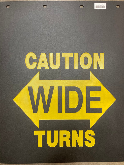 Mud Flap 24" X 30"  Poly Flap 3/16" Caution Wide Turn Black Flap (Each)