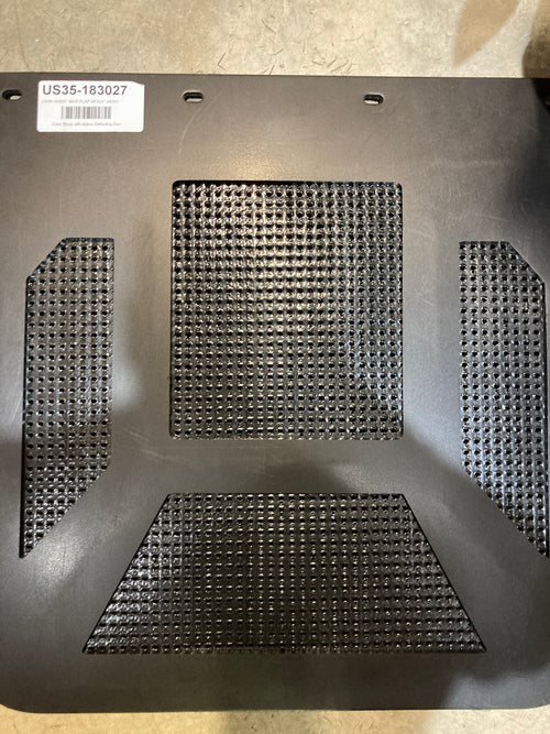 Mud Flap 24” x 24” , Plastic flap, Color Black with debris Deflecting fiber, grass backed