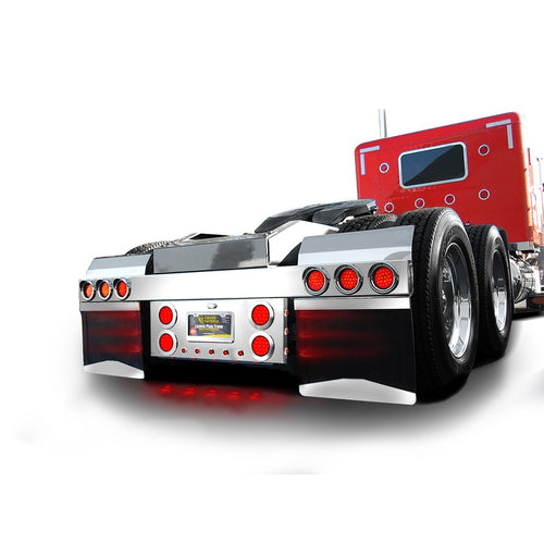 Stainless Steel Rear Center Light Panel with 4" & 1" Dual Function LEDs, License Plate and Under Glow Effect  Red/Red