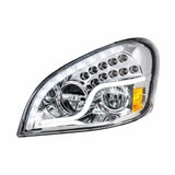 High Power LED Chrome Headlight w/ LED Daytime Running Light & LED Turn Signal For 2008-17 fits Freightliner Cascadia - Driver