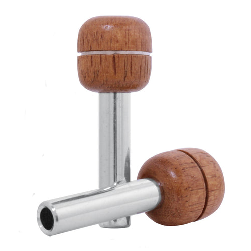 Chrome Tube Door Knob W/Round Walnut Wood