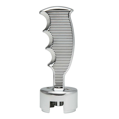 Chrome Straight Grip with Lines 13/18 Speed Gearshift Knob