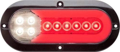 Stop/turn/tail/back-up light, clear lens, red/white diodes, hard wired PL-3 plugs